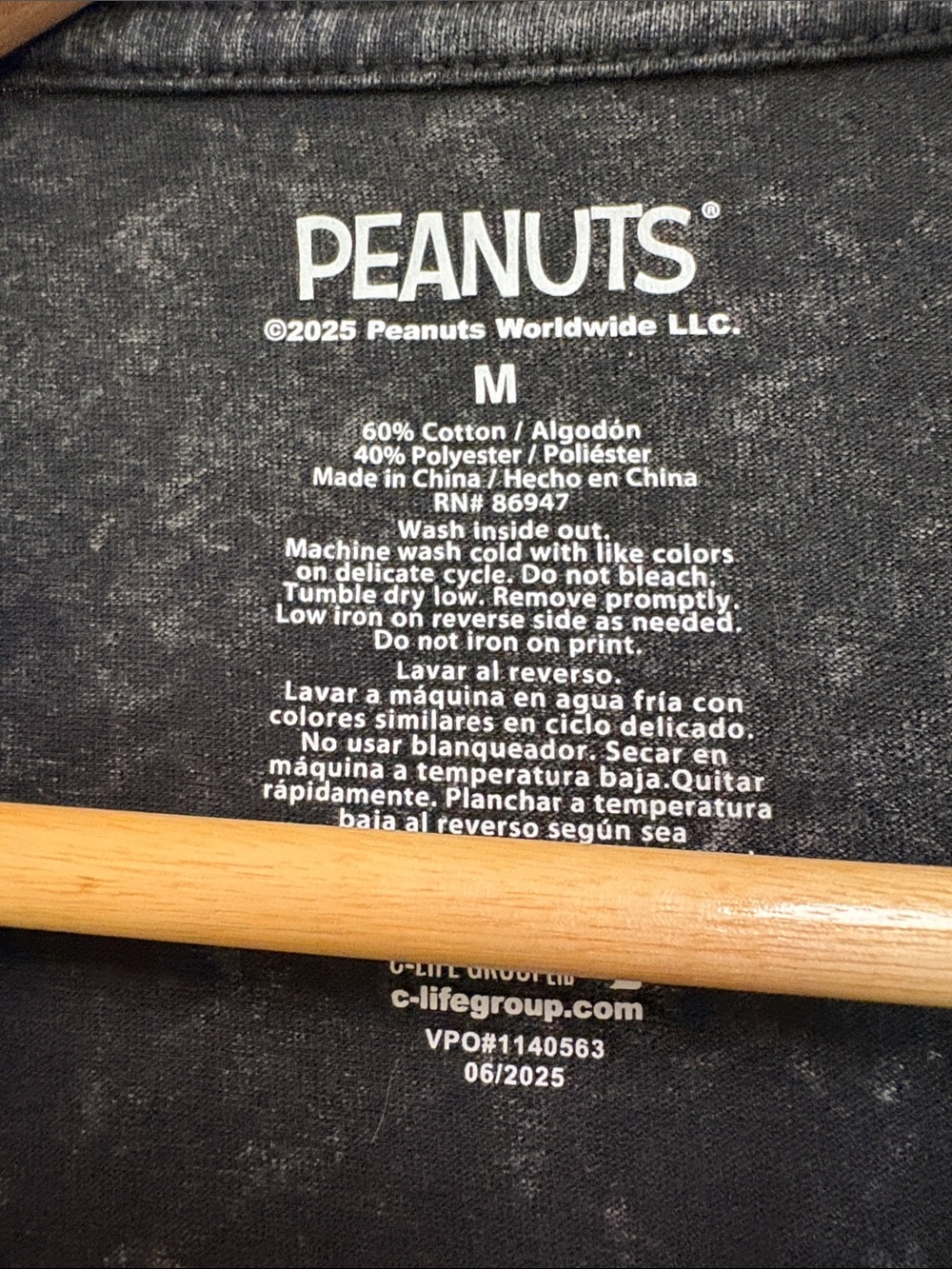 New Peanuts Black Mineral-Wash Short Sleeve Tee with aHalloween Graphic - Picture 13 of 13